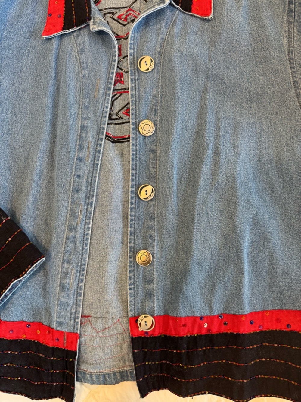 Vintage Tantrum Blues Southwest Style Denim Jacket View 4